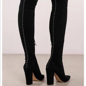 Dolce Vita Emmy over the knee boot in Mulberry velvet (burgundy color)